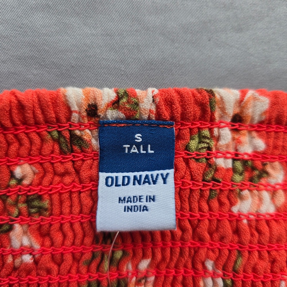 Old Navy Floral Print Dress Woman Small Tall Smocked Sleeveless Babydoll Cottage - Picture 3 of 12